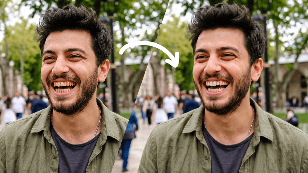 Natural Teeth Whitening Photo Editing Prompt - Gemini Prompt
