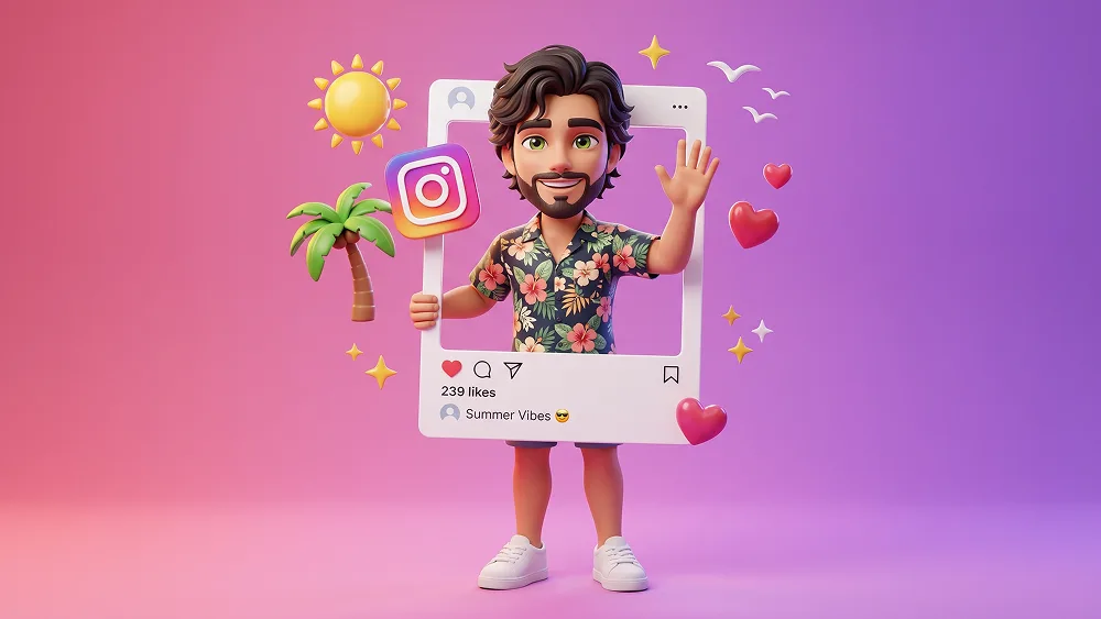 Avatar 3D Instagram con Cornice da Foto Prompt - Gemini Prompt