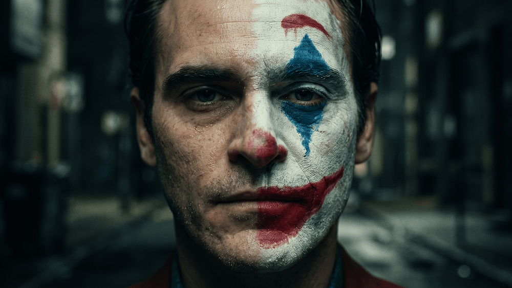 Prompt für ein fotorealistisches cineastisches Porträt mit Joker-Make-up - Gemini Prompt