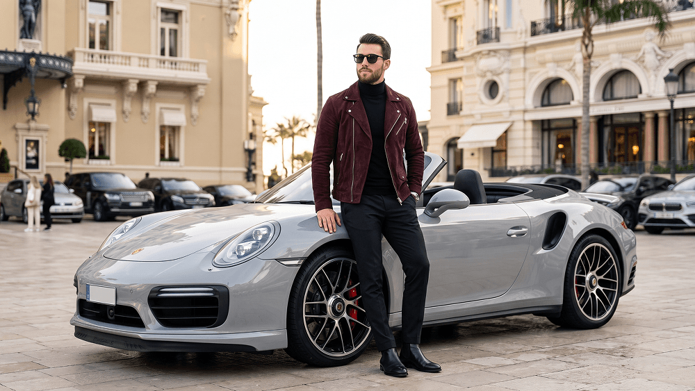 Luxury Lifestyle Male Portrait with a Porsche 911 in Monte Carlo Prompt - Gemini Prompt