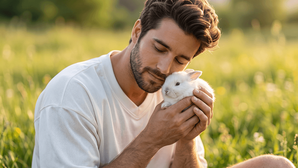 Prompt für ein emotionales Porträt zur Goldenen Stunde mit einem weißen Kaninchen - Gemini Prompt