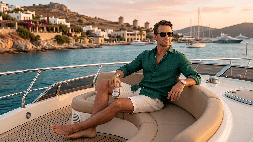 KI-Prompt für ein cineastisches Männerporträt auf einer Luxusyacht - Gemini Prompt