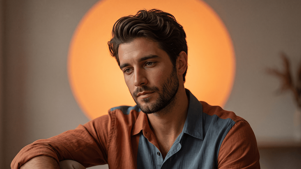Cinematic Editorial Portrait with Sunset Halo Prompt - Gemini Prompt