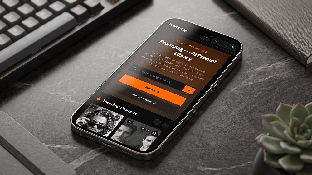 Prompt zum Platzieren eines Website-Mockups auf einem Smartphone-Bildschirm - Gemini Prompt