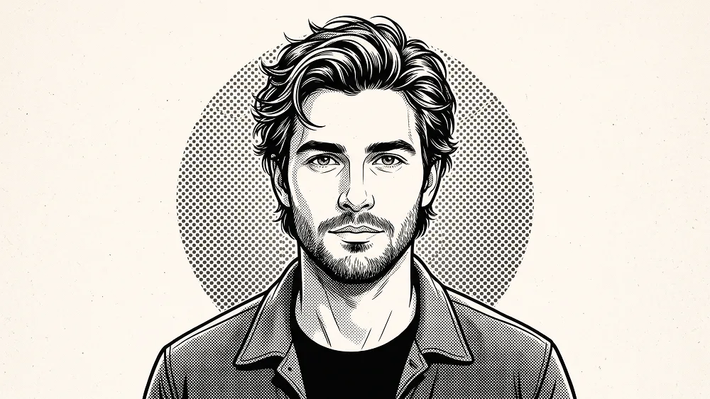 Black and White Comic Portrait Prompt with Halftone Ink Art - Nano Banana 2 Prompt