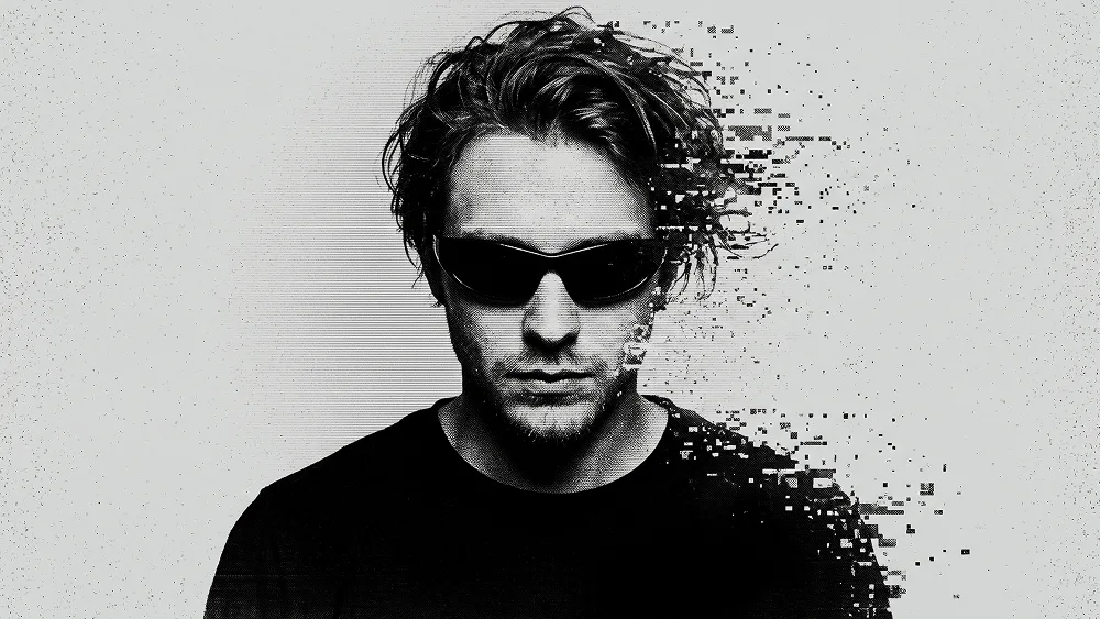 Black and White Glitch Portrait Prompt for Dithered Noir Art - Nano Banana 2 Prompt