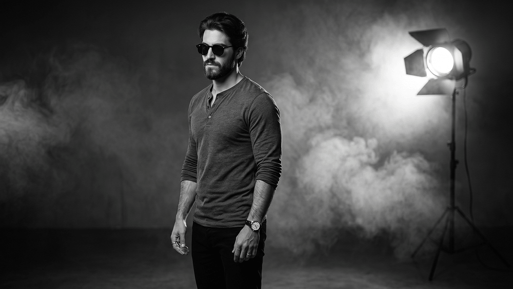 Cinematic Photo with Dramatic Studio Lighting and Sunglasses Prompt - Gemini Prompt