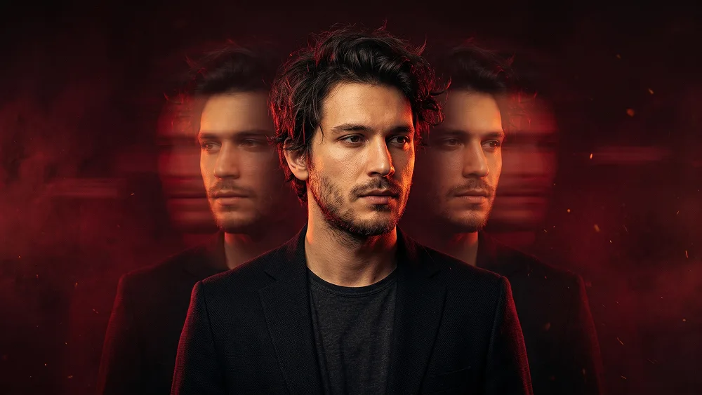 Crimson Triple Exposure Portrait With Cinematic Motion Blur Prompt - Gemini Prompt