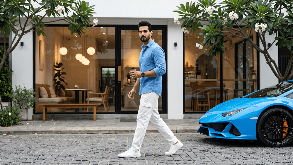 Prompt per Foto Cinematografica con un'Auto Sportiva Blu - Gemini Prompt