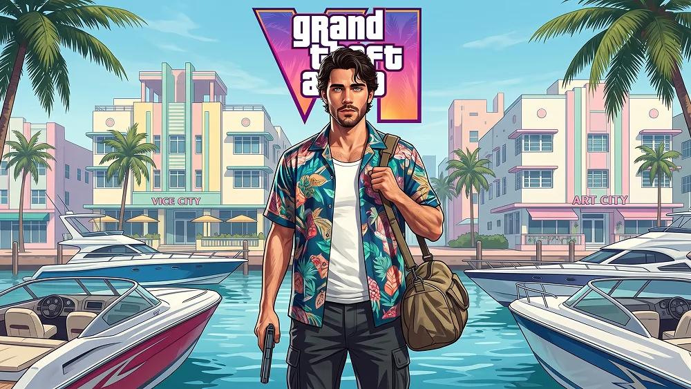 Fotoğraftan GTA 6 Vice City Sahil Posteri Promptu - Gemini Prompt