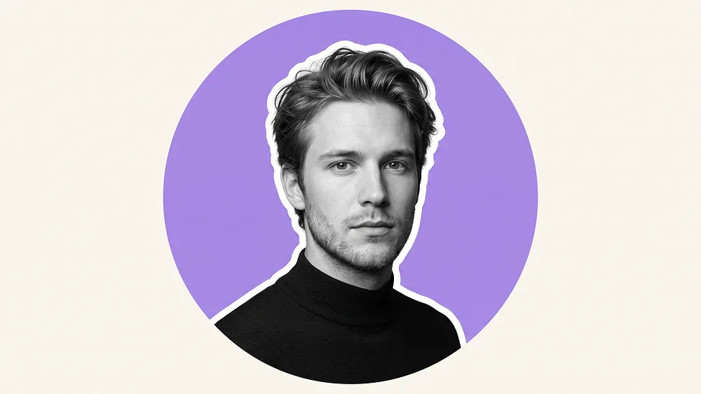 Lavender Circle Monochrome Sticker Portrait Prompt - Gemini Prompt
