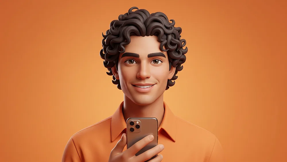Orange 3D Smartphone Avatar Portrait from Photo Prompt - Gemini Prompt