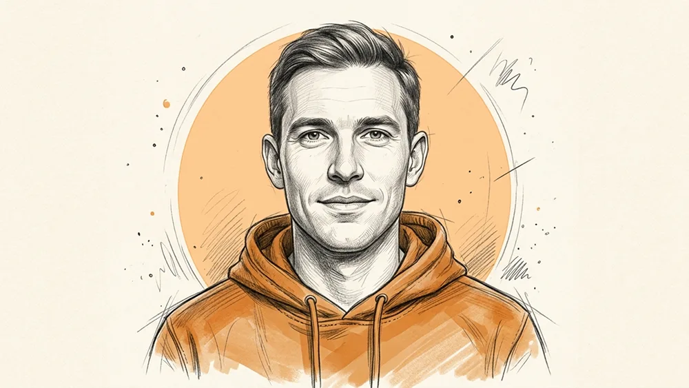 Orange Hoodie Bleistiftskizze Editorial Porträt Prompt - Gemini Prompt