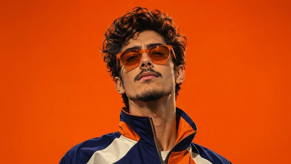 Retro Color-Block Track Jacket Fashion Portrait Prompt - Gemini Prompt