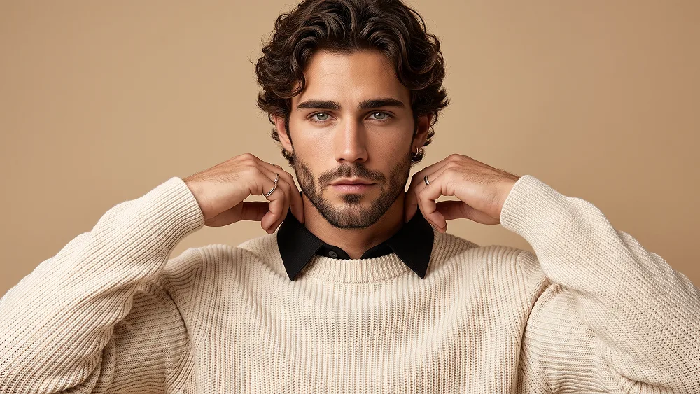 Ribbed Knitwear Fashion Editorial Portrait Prompt - Gemini Prompt