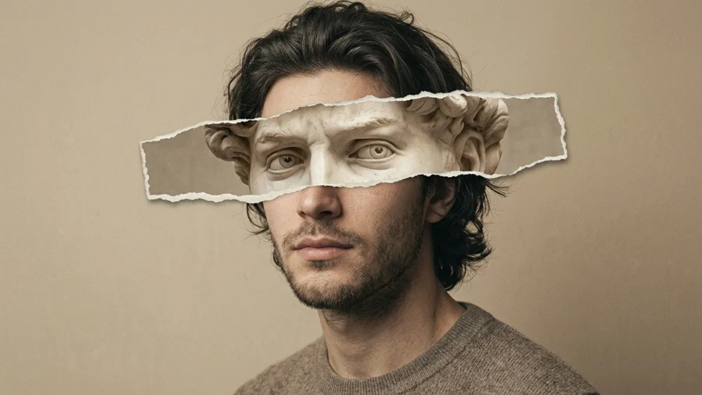 Sepia Torn-Paper Sculpture Reveal Portrait Prompt - Gemini Prompt