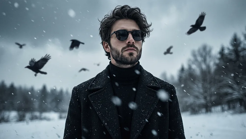 Ritratto Gotico Invernale con Corvi Prompt - Gemini Prompt