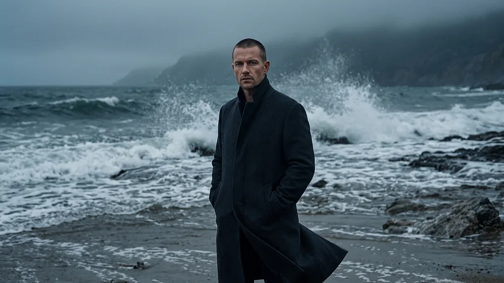 Storm Coast Overcoat Fashion Portrait Prompt - Gemini Prompt