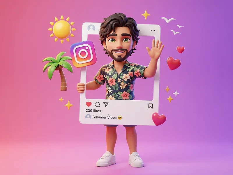 3D Instagram Frame Avatar Porträt aus Foto Prompt - Gemini Prompt