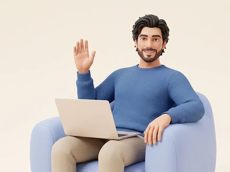Fotoğraftan Koltukta Laptop Kullanan 3D Avatar Promptu - Gemini Prompt