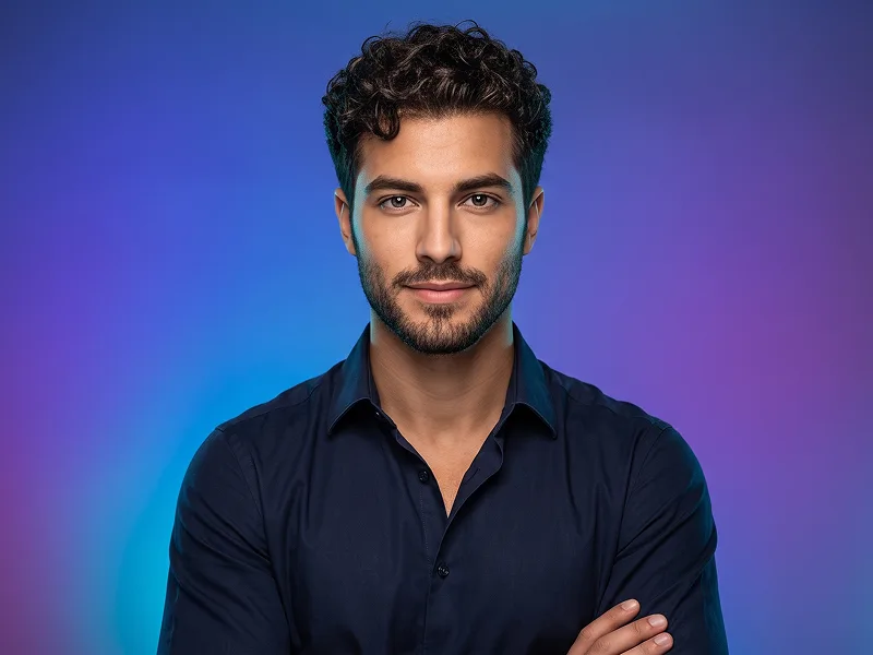 Blue-Purple Gradient Professional Portrait from Photo Prompt - Gemini Prompt