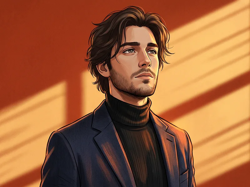 Burnt Orange Art Animation Portrait With Diagonal Sunlight Prompt - Nano Banana 2 Prompt