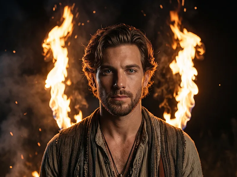 Cinematic Fire Halo Portrait from Photo Prompt - Gemini Prompt