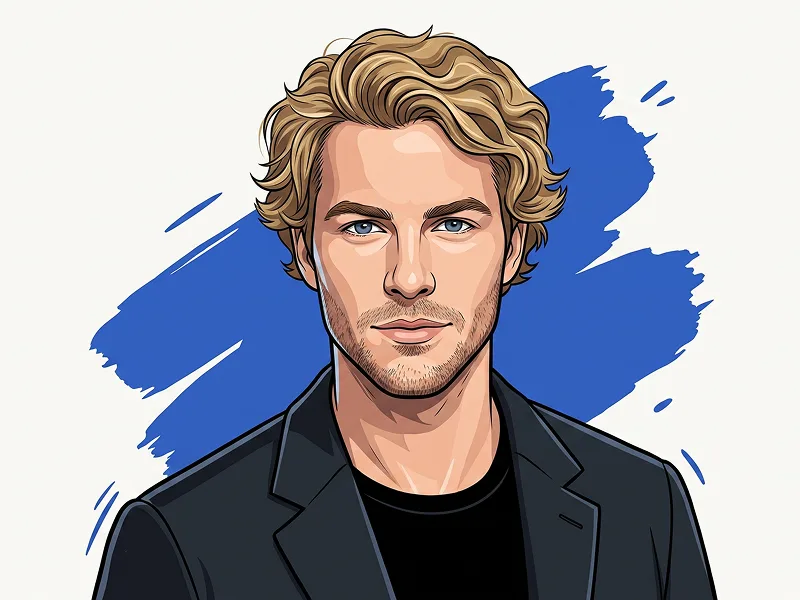 Cobalt Brushstroke Vector Portrait from Photo Prompt - Gemini Prompt