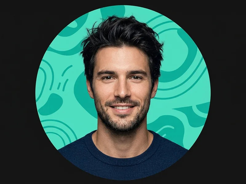 Vibrant Circular Social Media Profile Portrait Prompt - Gemini Prompt