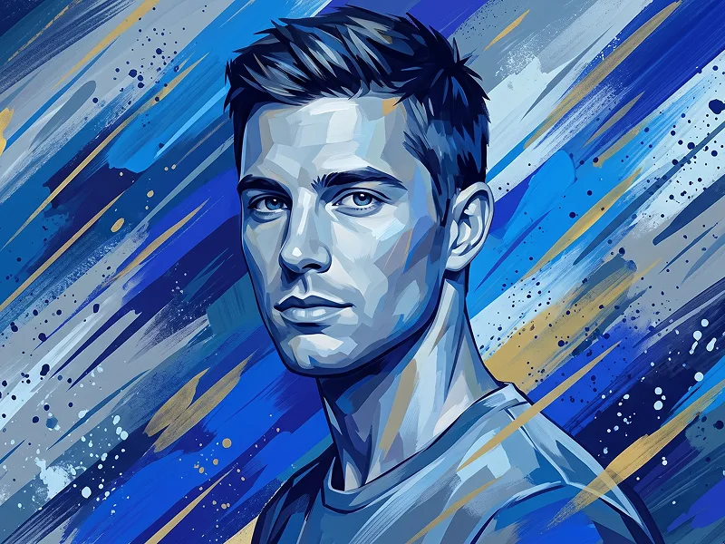 Ritratto Editoriale Dipinto Electric Blue da Foto Prompt - Gemini Prompt