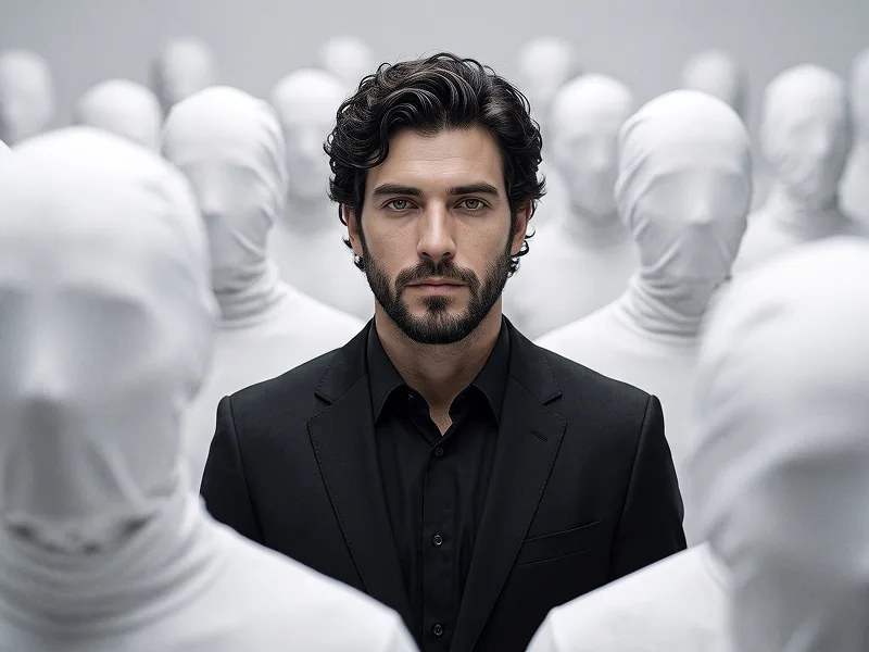 Faceless Crowd Conceptual Fashion Portrait from Photo Prompt - Gemini Prompt