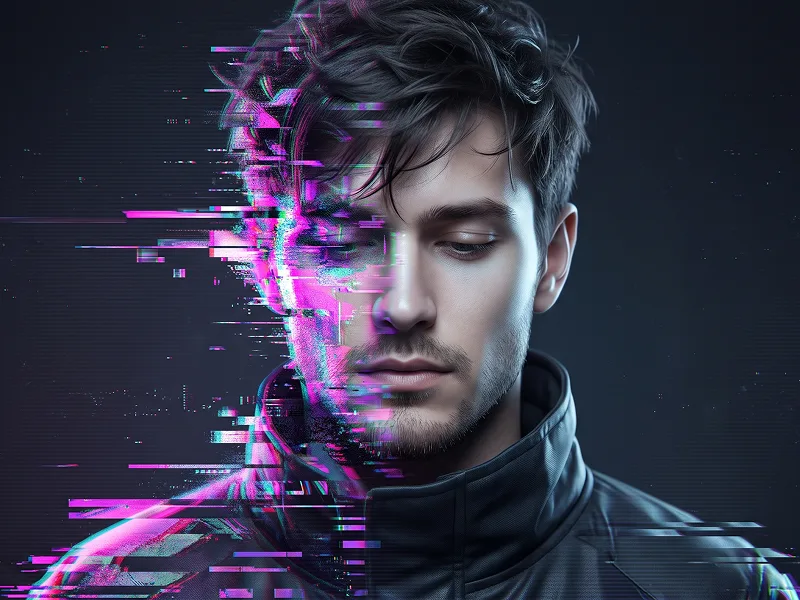 Futuristisches Glitch-Porträt Prompt für Neon-Poster - Nano Banana 2 Prompt