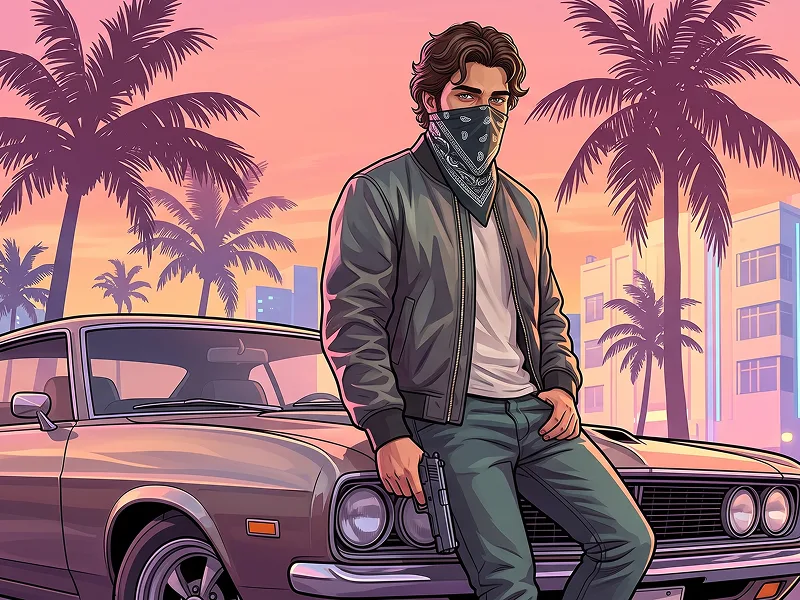 GTA 6-Style Masked Muscle Car Character from Photo Prompt - Gemini Prompt