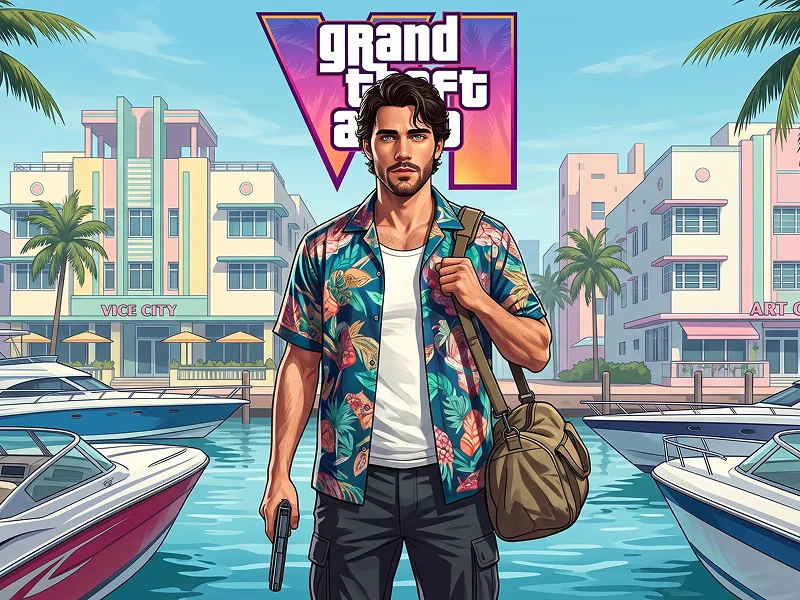 GTA 6 Vice City Waterfront Poster aus Foto Prompt - Gemini Prompt
