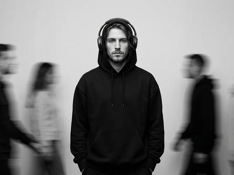 Kulaklıklı Urban İzolasyon Motion Blur Portre Promptu - Gemini Prompt