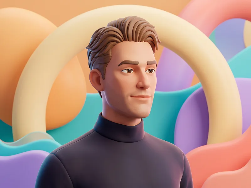 Ritratto Personaggio 3D con Bolle Iridescenti Prompt - Gemini Prompt
