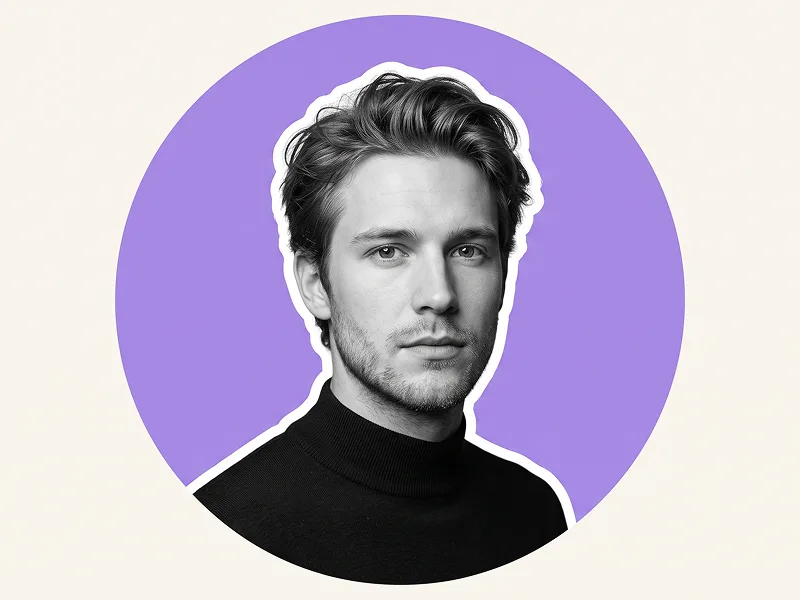 Lavender Circle Monochrome Sticker Portrait Prompt - Gemini Prompt