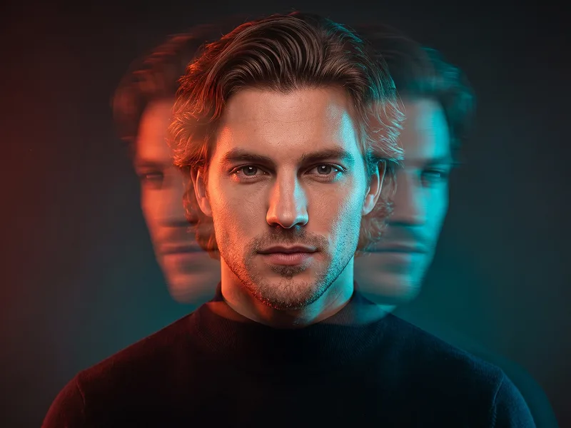 Long Exposure Motion Blur Editorial Porträt aus Foto Prompt - Gemini Prompt