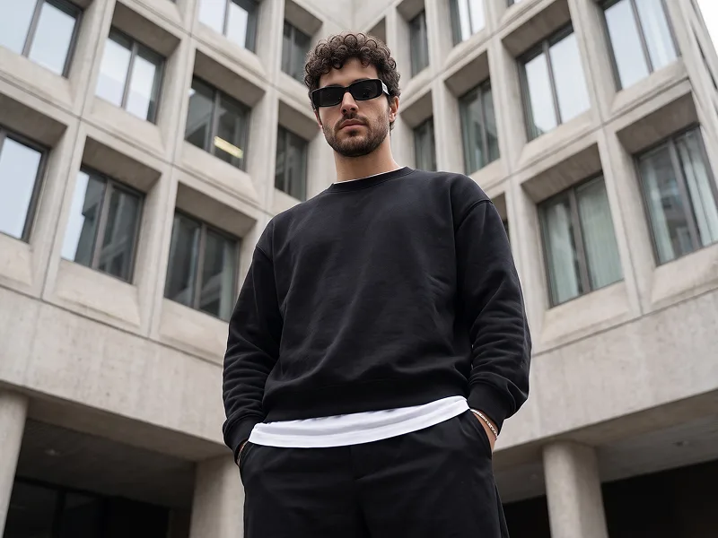 Low-Angle Architectural Streetwear Portrait from Photo Prompt - Gemini Prompt
