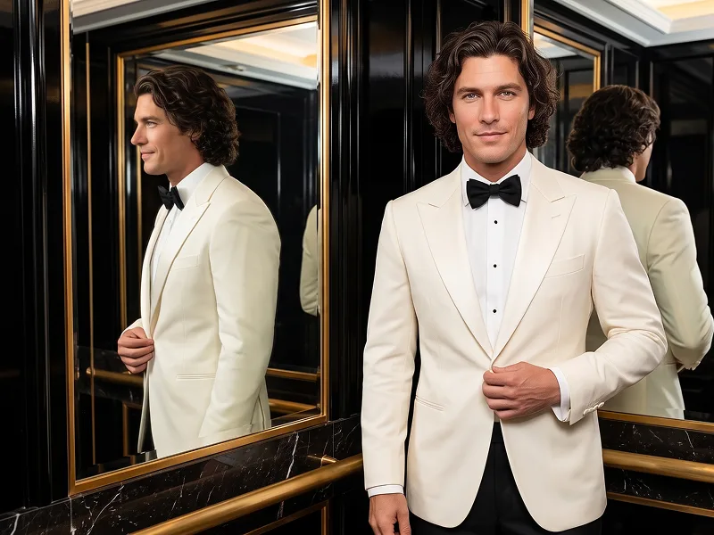 Ritratto Luxury Hotel con Tuxedo e Specchio da Foto Prompt - Gemini Prompt