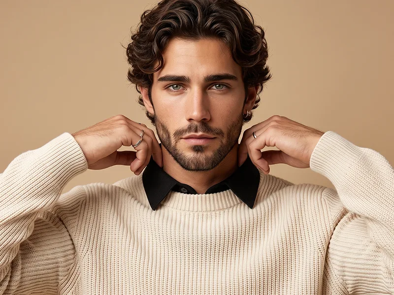 Ribbed Knitwear Fashion Editorial Portrait Prompt - Gemini Prompt