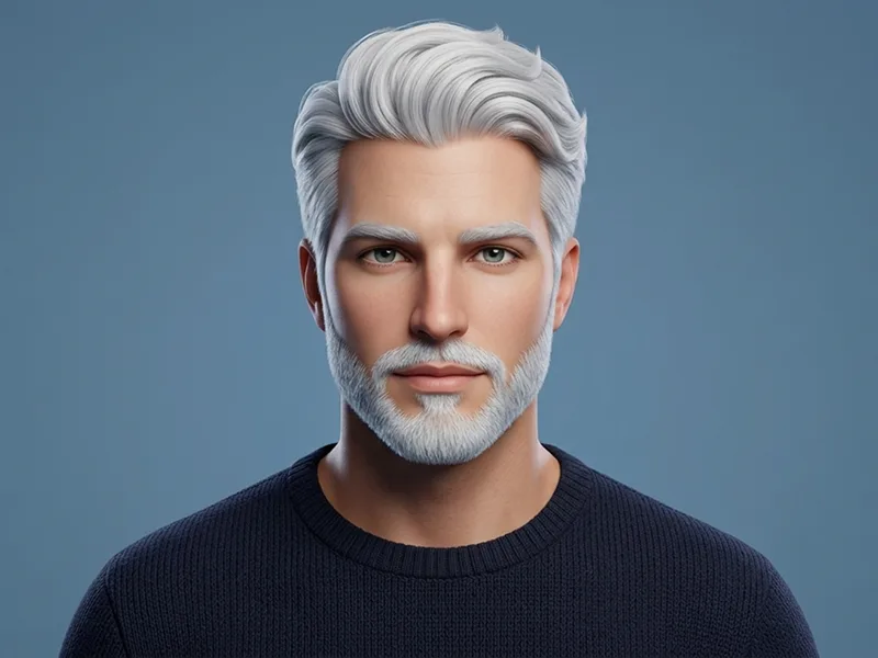 Ritratto Personaggio 3D con Capelli Argento da Foto Prompt - Gemini Prompt