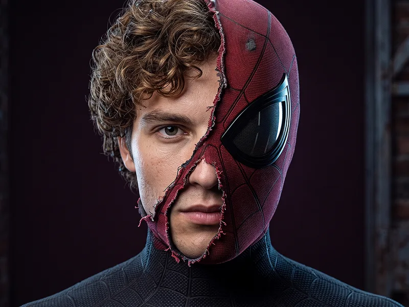 Ritratto Cinematico Supereroe Spider-Man da Foto Prompt - Gemini Prompt