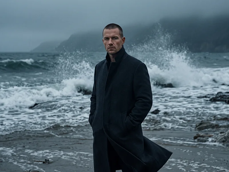 Storm Coast Overcoat Fashion Portrait Prompt - Gemini Prompt