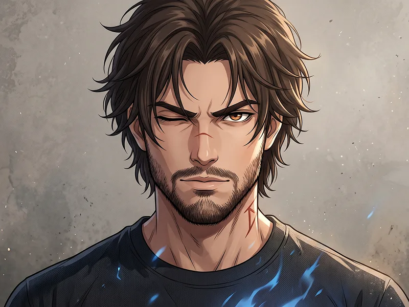 Winking Anime Protagonist Portrait With Blue Flame Accents Prompt - Nano Banana 2 Prompt