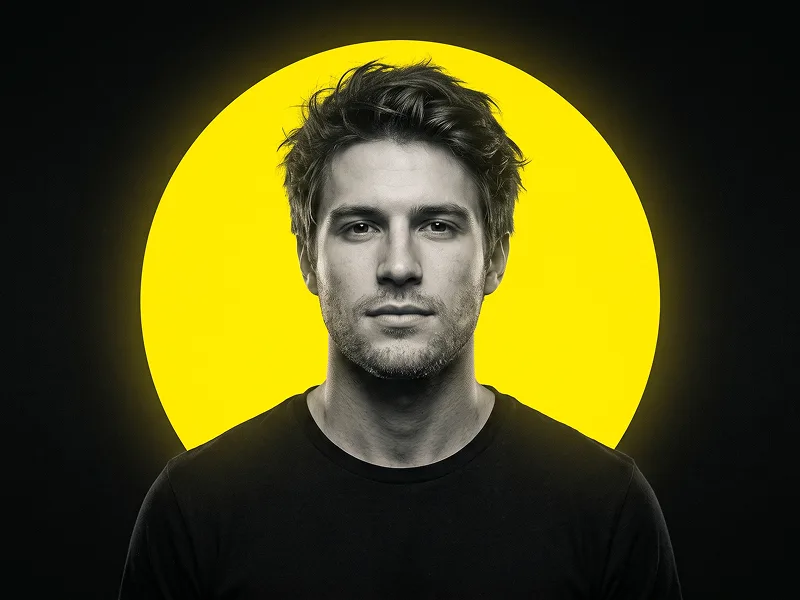 Yellow Circle Background Portrait AI Photo Edit Prompt - Nano Banana 2 Prompt