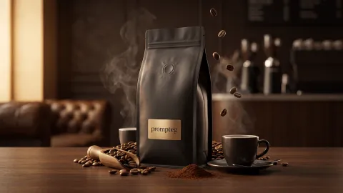 Prompt zur Erstellung eines Werbebildes für Kaffeeprodukte - Gemini Prompt