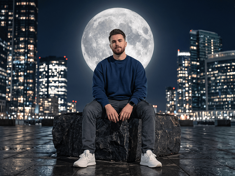 Cinematic City Portrait Under the Full Moon Prompt - Gemini Prompt