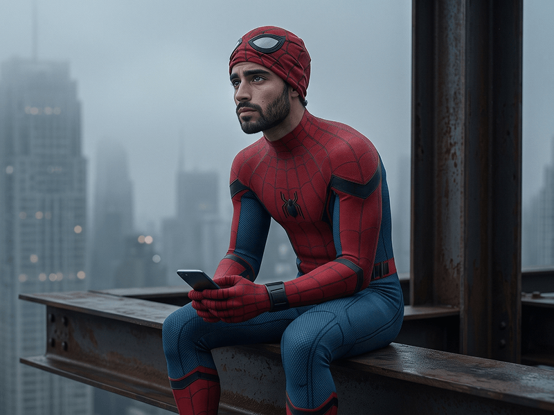 KI-Prompt für ein cineastisches Superheldenposter im Spider-Man-Stil - Gemini Prompt