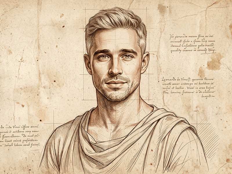 Prompt für eine klassische Porträtzeichnung inspiriert von Leonardo da Vinci - Gemini Prompt